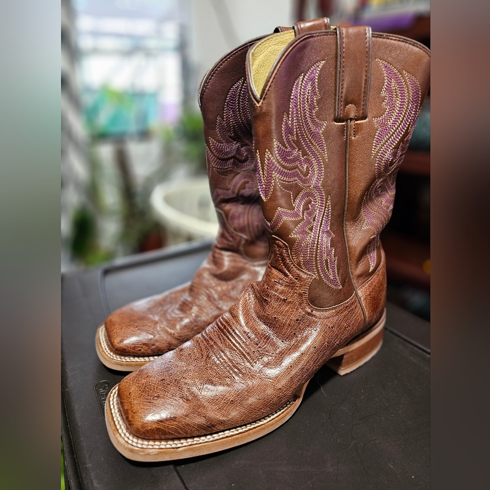 Justin Genuine Leather Ostrich Boots